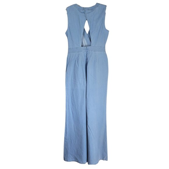 Jack by BB Dakota Suko Blue Chambray Jumpsuit Wide Leg - Picture 6 of 16